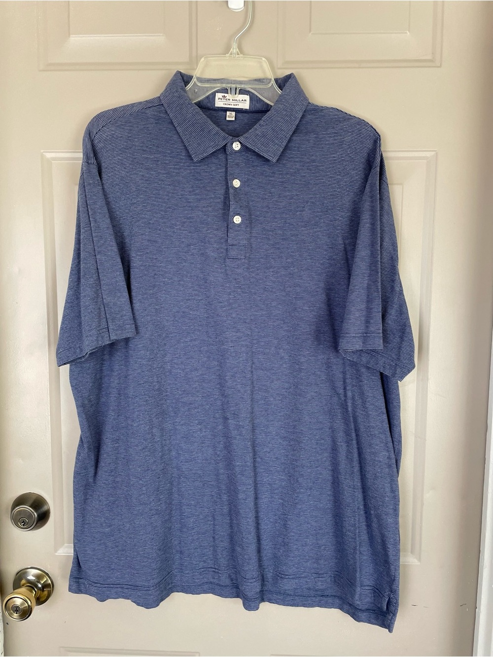 Peter Millar Heathered Blue Short-Sleeve Polo